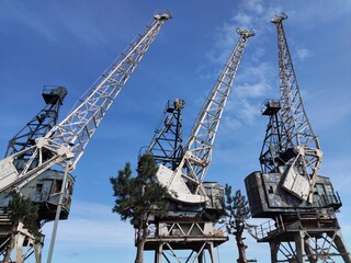Harbour cranes, River Forth, Leith Docks, Edinburgh, Scotland, UK