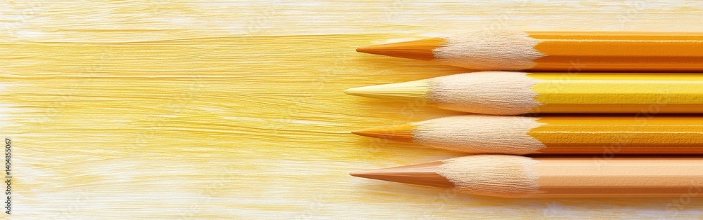 Poster harmonious array of yellow pencils on textured background, perfect for artistic composition