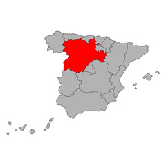 Castile and Leon of Spain map symbol shape, travel web flat vector illustration .