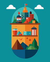 Obraz premium The crosssection of a landfill resembling a time capsule preserving the layers of trash as a reminder of our throwaway culture.. Vector illustration