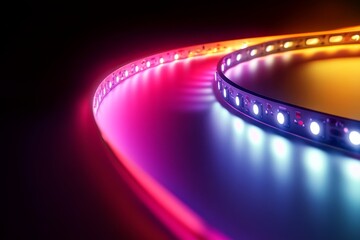 Multi-colored LED strip lighting, vibrant hues