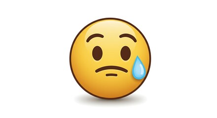 A yellow emoji face with furrowed brows and a teardrop, expressing feelings of sadness, disappointment, or worry. Digital communication.