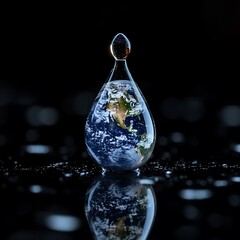 Earth Drop; Water; Reflection; Dark