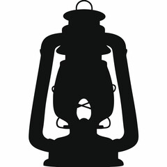 Black silhouette vector illustration of an old oil lamp