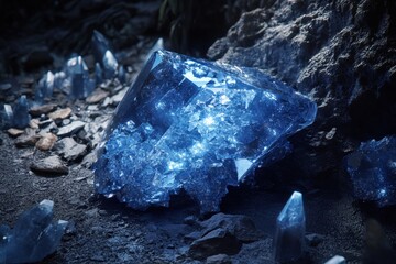 Crystal cluster in a dark setting