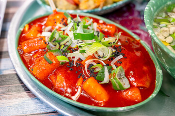 Korean traditional spicy food. Tteokbokki