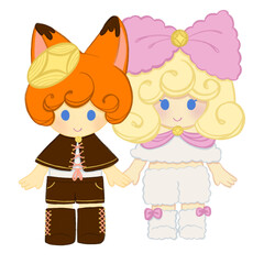 Two children stand holding hands.