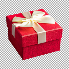 Beautifully Wrapped Gift Box with Elegant Ribbon Bow on transparent background, png, psd
