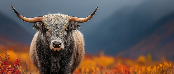 Highland Cow Autumn Landscape.