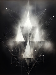 Glowing star network design illuminates a digital abstract space