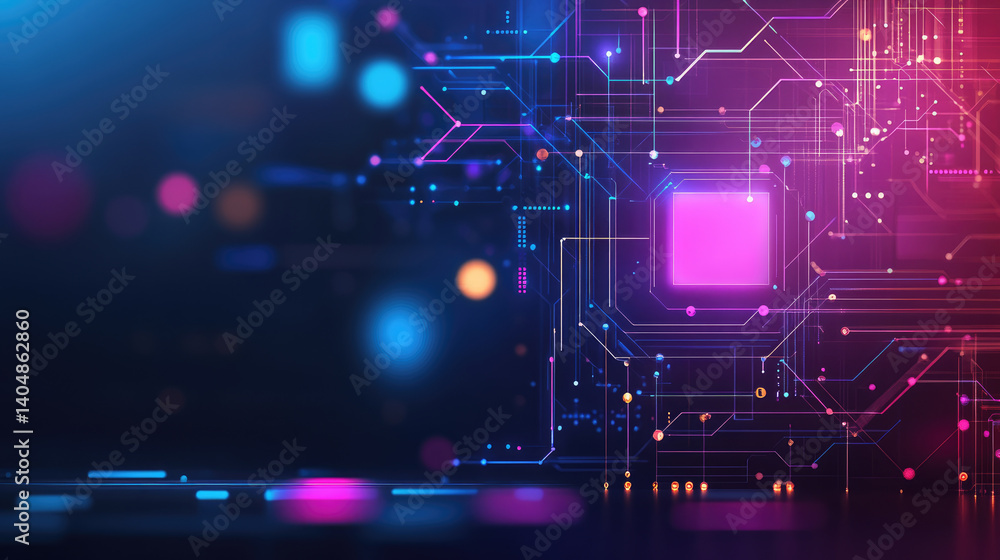 Poster enhancing cyber security shield nodes in a flat design illustration digital environment futuristic c