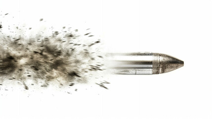 A Moment of Force Unleashed: A high-speed projectile tears through the air, leaving a trail of disrupted matter in its wake, a stark depiction of kinetic energy in a fleeting instant.