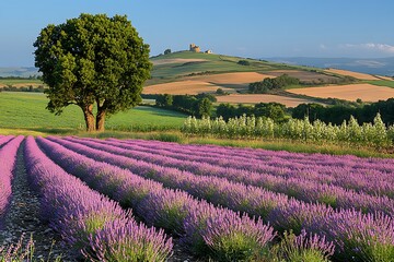 Lavender Fields Sunrise Hilltop