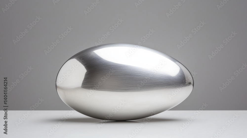Poster a shiny silver sphere with a smooth surface and a slight curve.