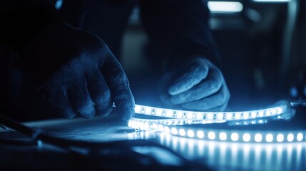 Electrician installing LED lights in a home. Featuring modern lighting and home upgrades