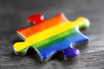 Colorful puzzle piece symbolizing autism awareness and inclusivity in a vibrant setting