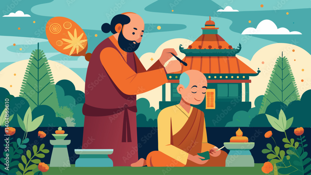 Poster a man is sitting on the ground and another man is helping him. the man being helped is bald. the sce