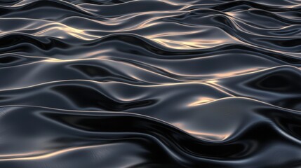 Fototapeta premium A close-up view of a shiny, black, and reflective surface with a wave-like pattern.