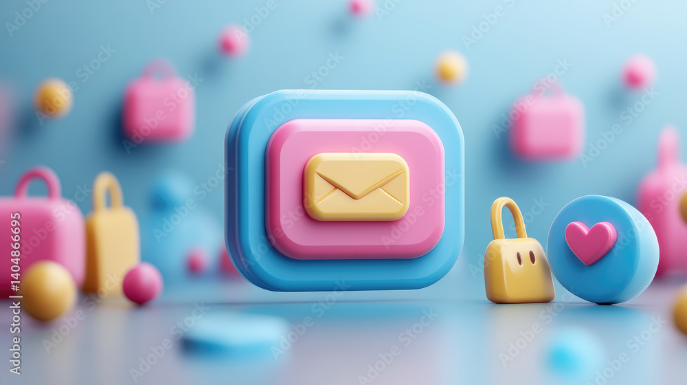Poster illustration of encrypted chat bubbles enhancing secure messaging in a digital environment from a us