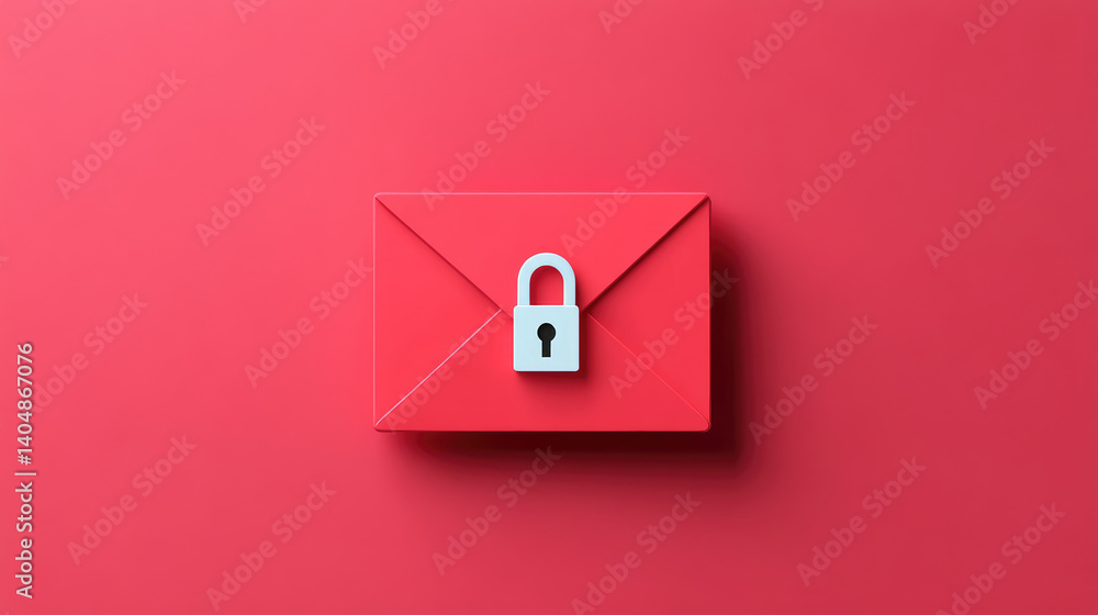 Poster secure email communication online encrypted envelope with lock icon illustration digital space flat 