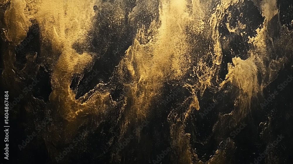 Poster abstract texture of golden liquid swirling in dark background creating a dynamic pattern effect