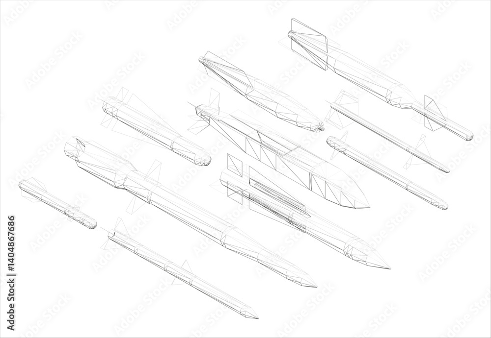 Poster a series of missiles are shown in a line, with the first one being the smallest and the last one bei