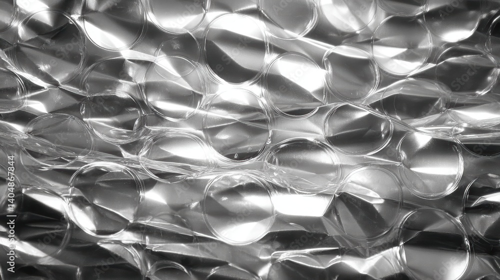 Aufkleber Crumpled bubble wrap creating patterns of light and shadow in a playful arrangement of textures