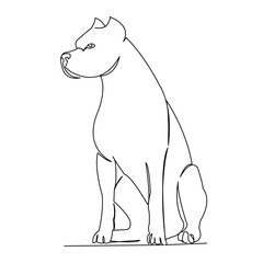 One continuous single drawing line art flat doodle dog, animal, pet, cute, canine, purebred, terrier. Isolated image hand draw contour on a white background
