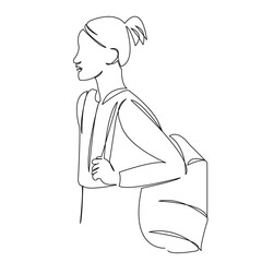 One continuous single drawing line art flat doodle education, student, school, girl, schoolgirl, study, class. Isolated image hand draw contour on a white background
