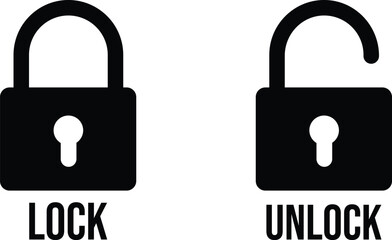 Lock and Unlock Padlock Icon – Vector Security Symbol for UI/UX and Web Design