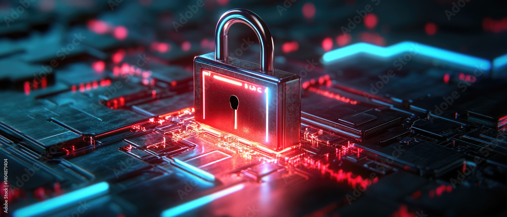 Aufkleber enhancing network security interlocked digital locks and nodes illustration in a virtual environment