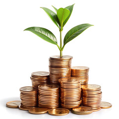 A Growing Business: Coins and a Sprout Symbolize Investment