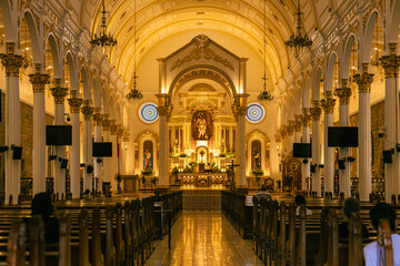 peaceful altar inside a Catholic church