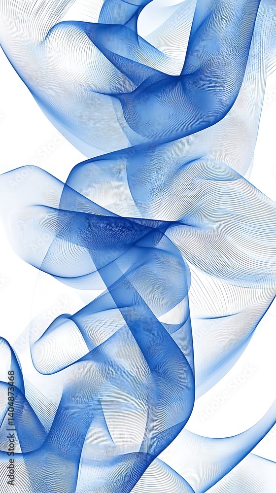 Poster abstract blue flowing wave lines texture overlays on white background concept