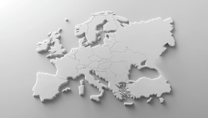 Fototapeta premium 3D European map, outlined countries