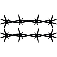 Barbed wire silhouette vector isolated on white background 