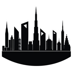 Obraz premium Dubai city skyline buildings silhouette vector isolated on white background 