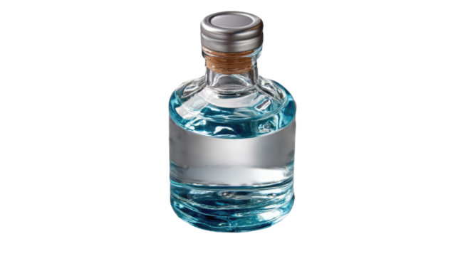 Spirit Bottle in Elegant Design: A meticulously crafted, elegant spirit bottle, filled with a clear, inviting liquid. The photo highlights the bottle's refined design and pristine contents.