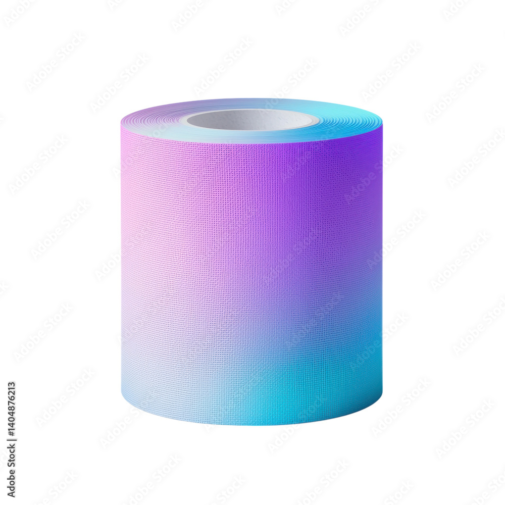 Poster a gradient-colored roll showcasing a blend of purple and blue hues, featuring a smooth texture and c