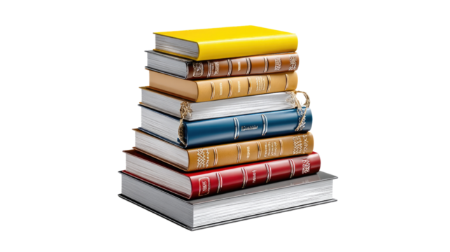 Stack of Books: A visually appealing stack of books in various colors and sizes, suggesting knowledge, education, and the joy of reading.  