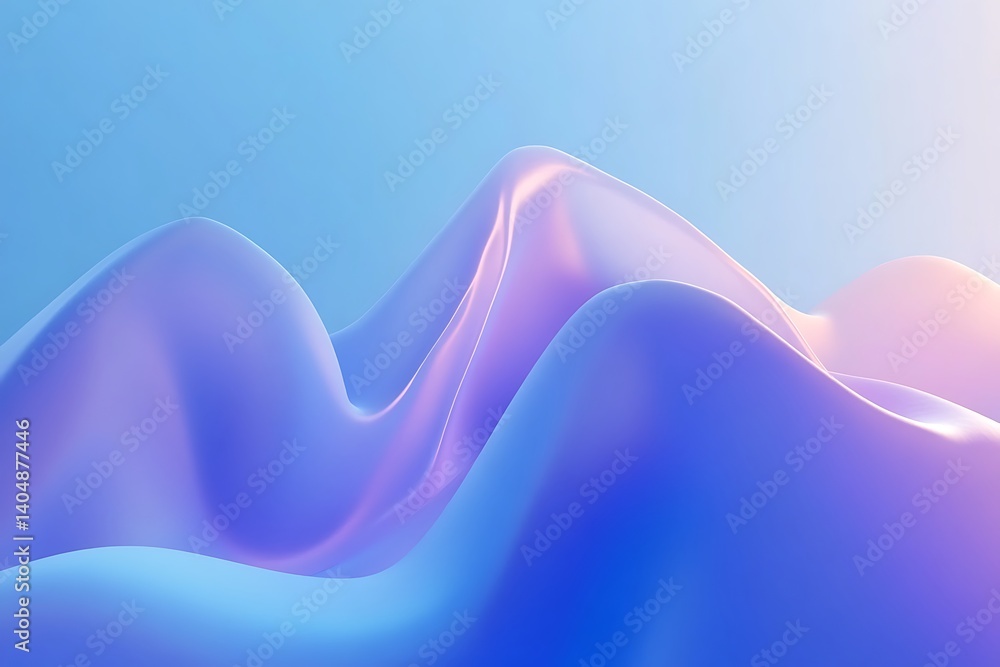 Poster abstract wavy blue purple gradient surface background smooth 3d rendering