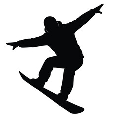 Fototapeta premium snowboarder jumping silhouette vector isolated on white background 