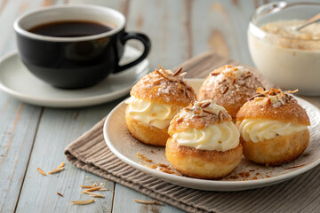 Golden Coconut Pastries with Coffee &ndash; The Perfect Cozy Pairing.