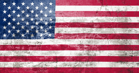 US State Flag. Dirty American state flag on the wall.