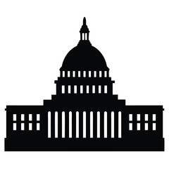 Washington Capitol building silhouette vector isolated on white background 