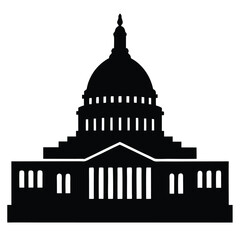 Washington Capitol building silhouette vector isolated on white background 