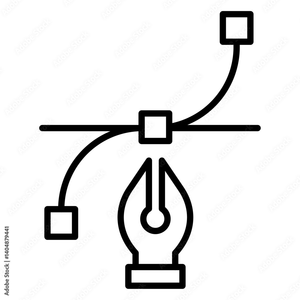 Poster bezier curve icon simple outline vector logo