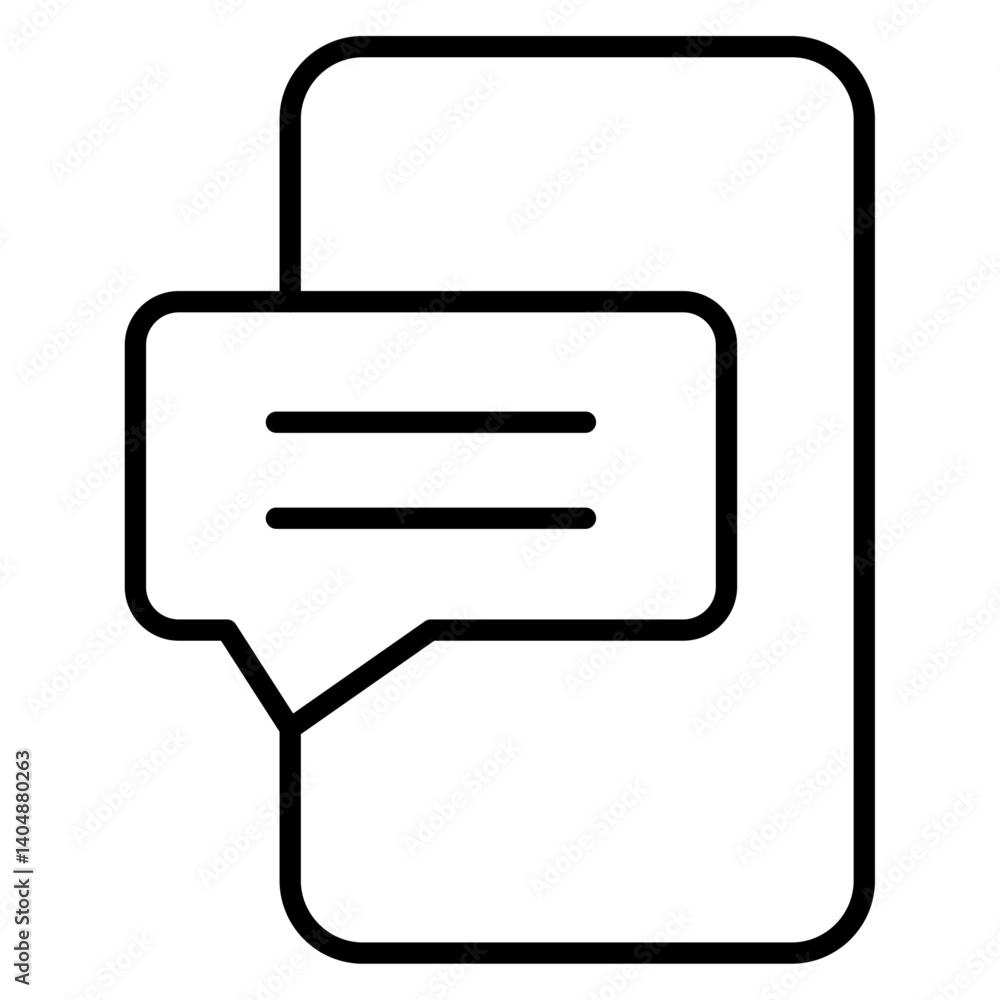 Poster chatting message on mobile phone icon simple outline vector logo