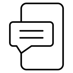 Chatting message on mobile phone icon Simple outline vector logo