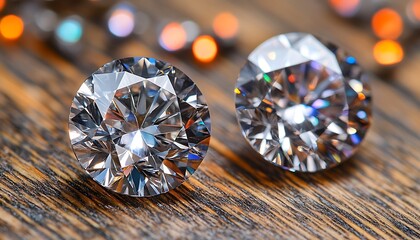 Diamonds on Wood Background